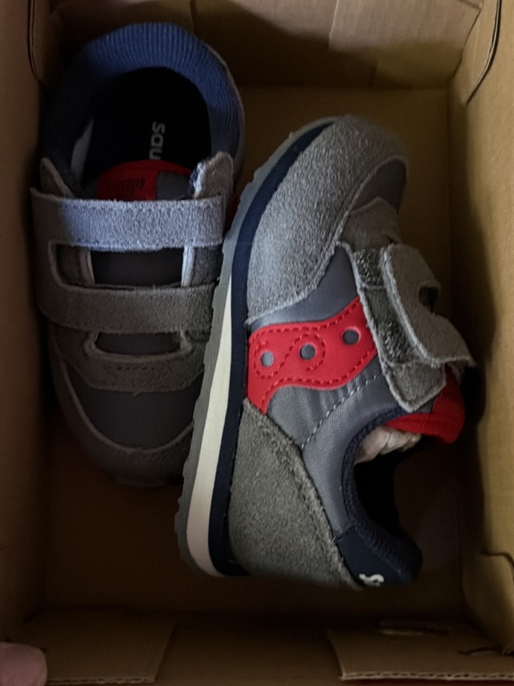 Saucony Kids Grey and Red Velcro Sneakers